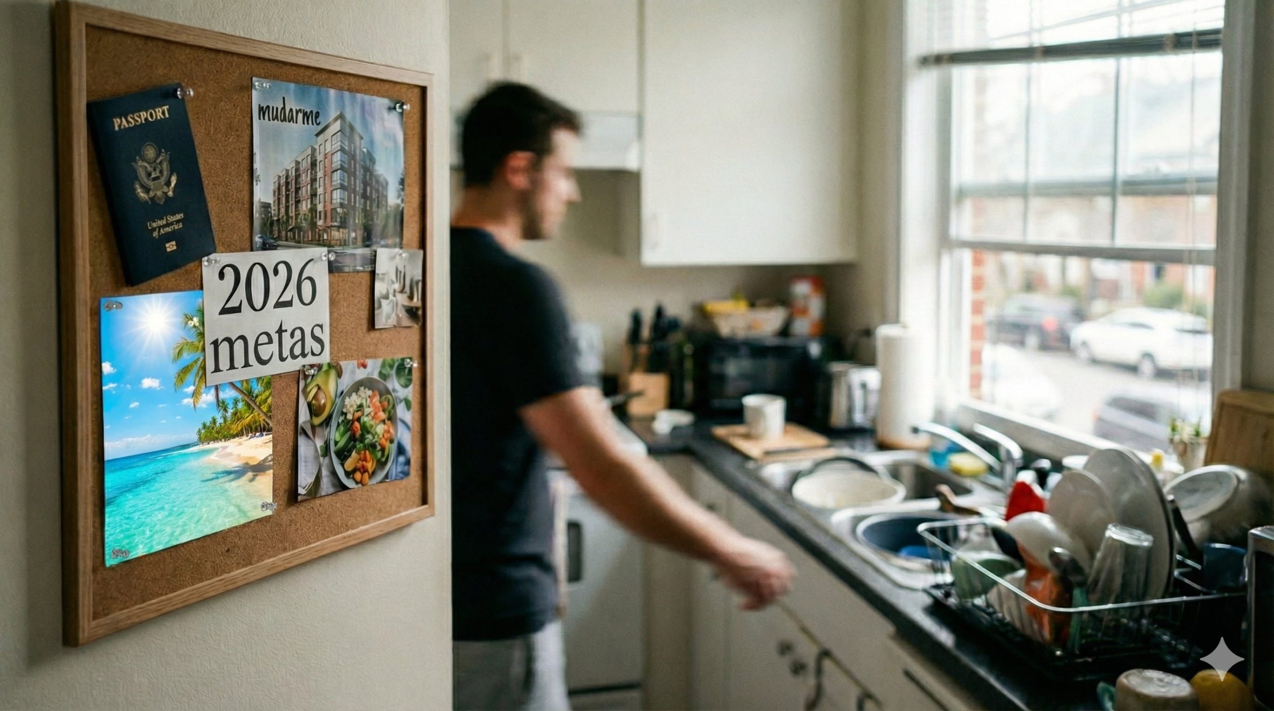 Colocar el vision board en un lugar visible contribuye a mantener presentes las prioridades y a ajustar intenciones durante el año. - Crédito: Infobae / Gemini / Imagen ilustrativa