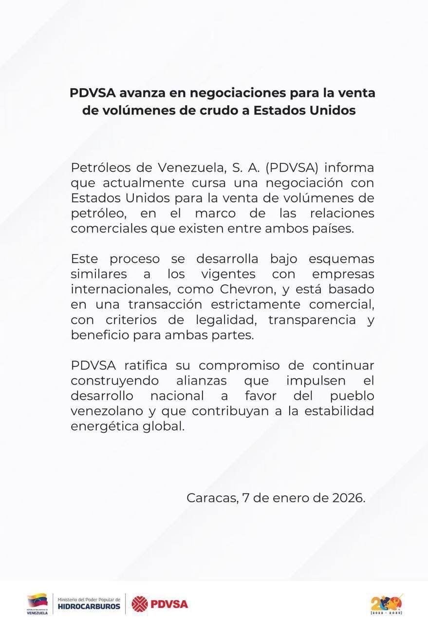 Pdvsa aseguró la negociación de volúmenes de petróleo con Estados Unidos - crédito Pdvsa