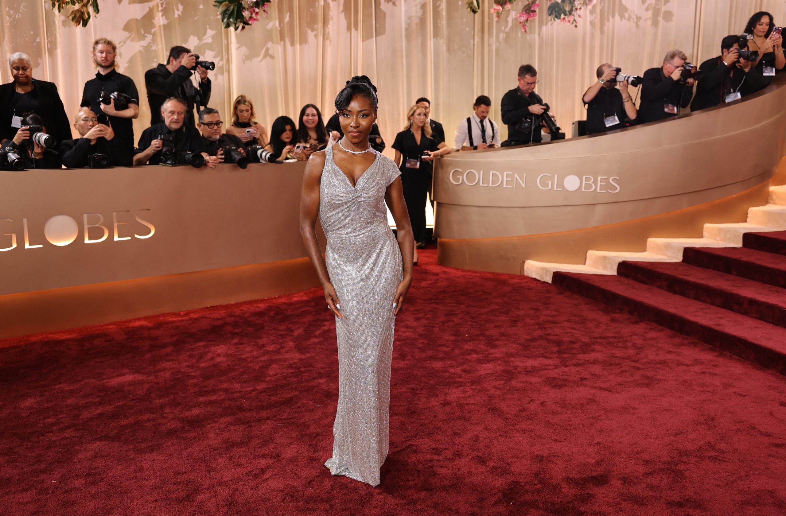 Jayme Lawson poses on the red carpet at the 83rd Annual Golden Globes in Beverly Hills, California, U.S., January 11, 2026. REUTERS/Daniel Cole