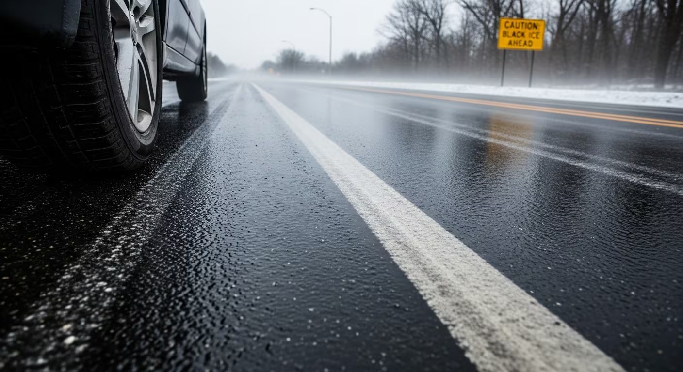 El riesgo de accidente aumenta debido a que el hielo negro carece de burbujas de aire, lo que lo hace translúcido y muy difícil de distinguir de la carretera