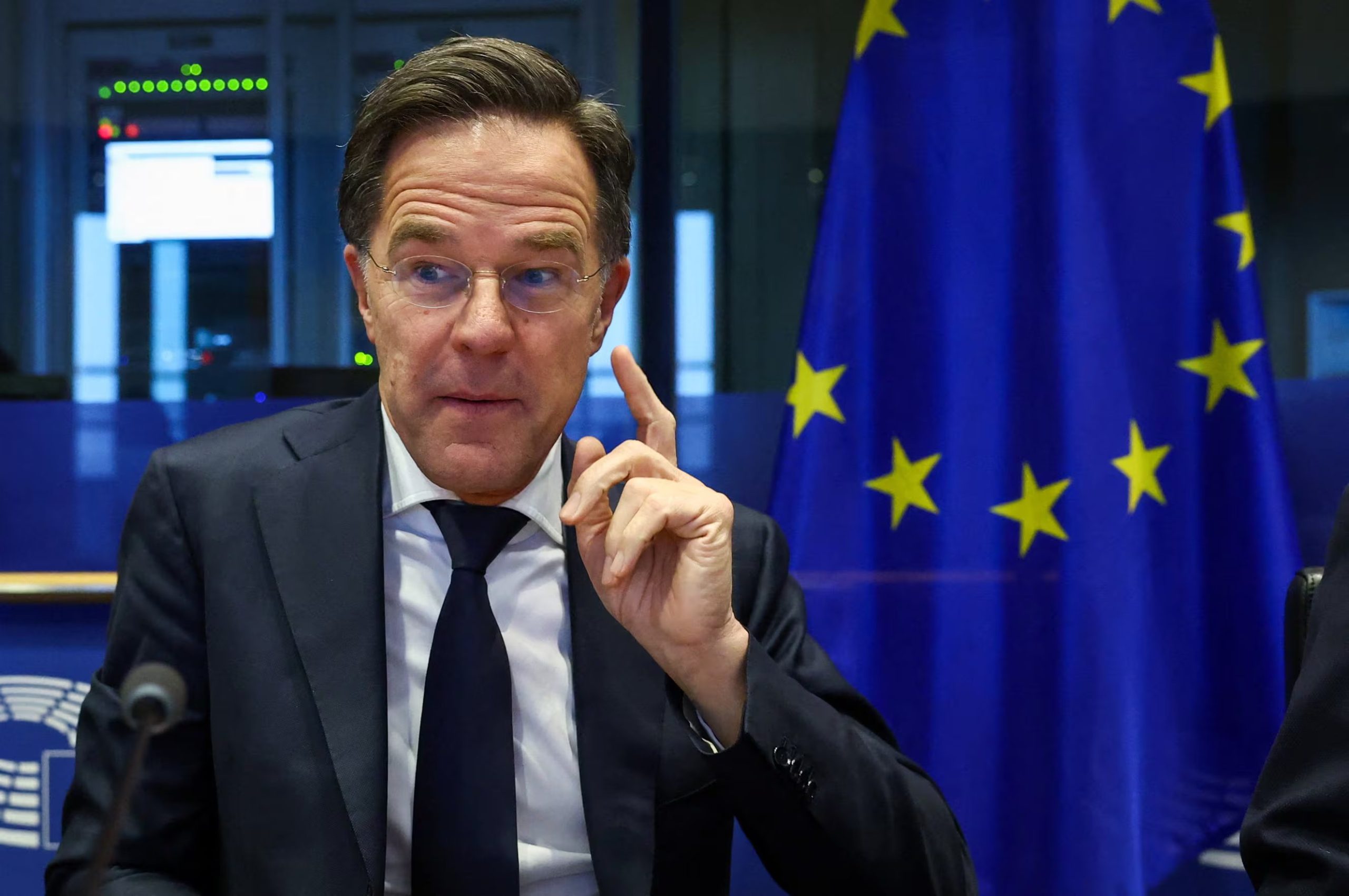 El secretario general de la OTAN, Mark Rutte, llega para dirigirse a la comisión de asuntos exteriores del Parlamento Europeo en Bruselas (REUTERS/Yves Herman)
