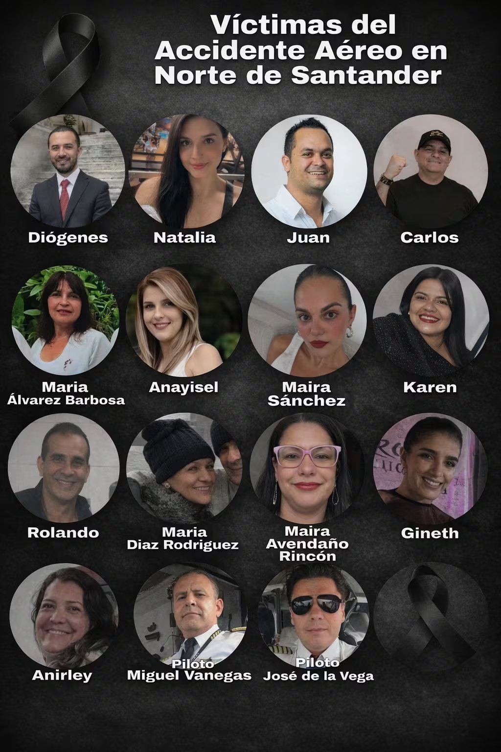 Víctimas del accidente aereo de Satena - crédito @FernandoAAG10 / X