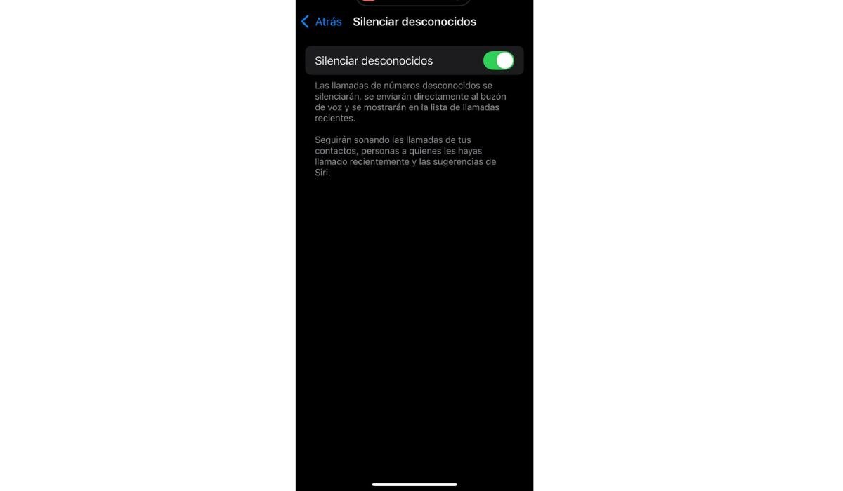 Esta configuración es recomendada si se desea reducir el spam telefónico. (Apple)