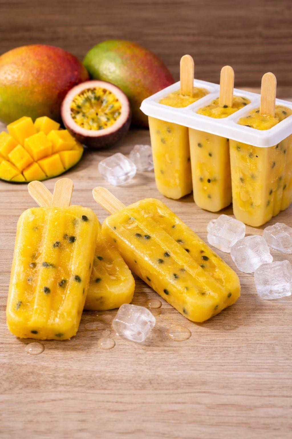 Helados caseros de mango y maracuyá: paletas sin azúcar añadida, pensadas para mantenerse frescas en heladeras portátiles durante las jornadas de playa (Imagen Ilustrativa Infobae)