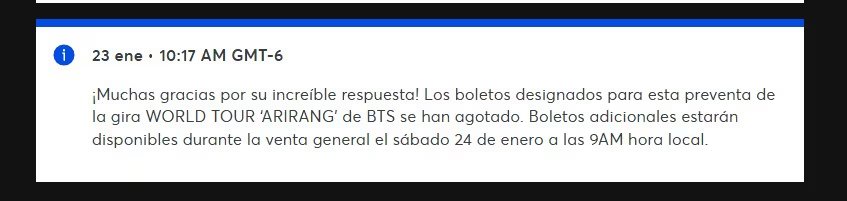 La boletera informó soldout en preventa para dos fechas (Captura de pantalla/Ticketmaster)