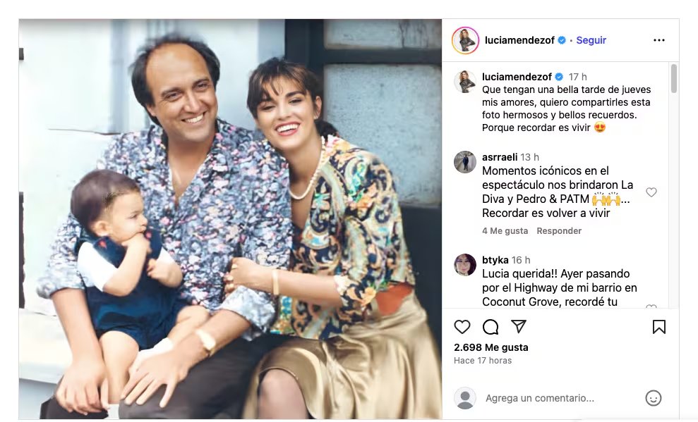 Lucía Méndez y Pedro Torres. (Instagram)