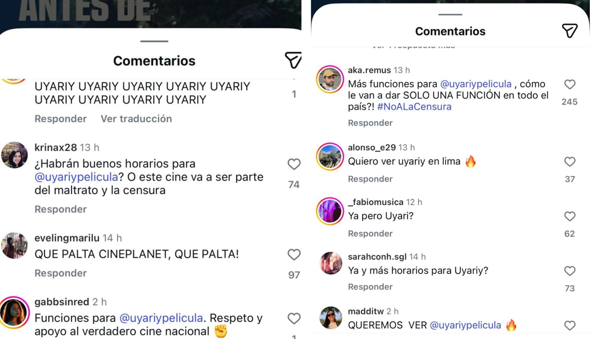 Indignación en redes por retiro de Uyari de Cineplanet y falta de funciones a nivel nacional