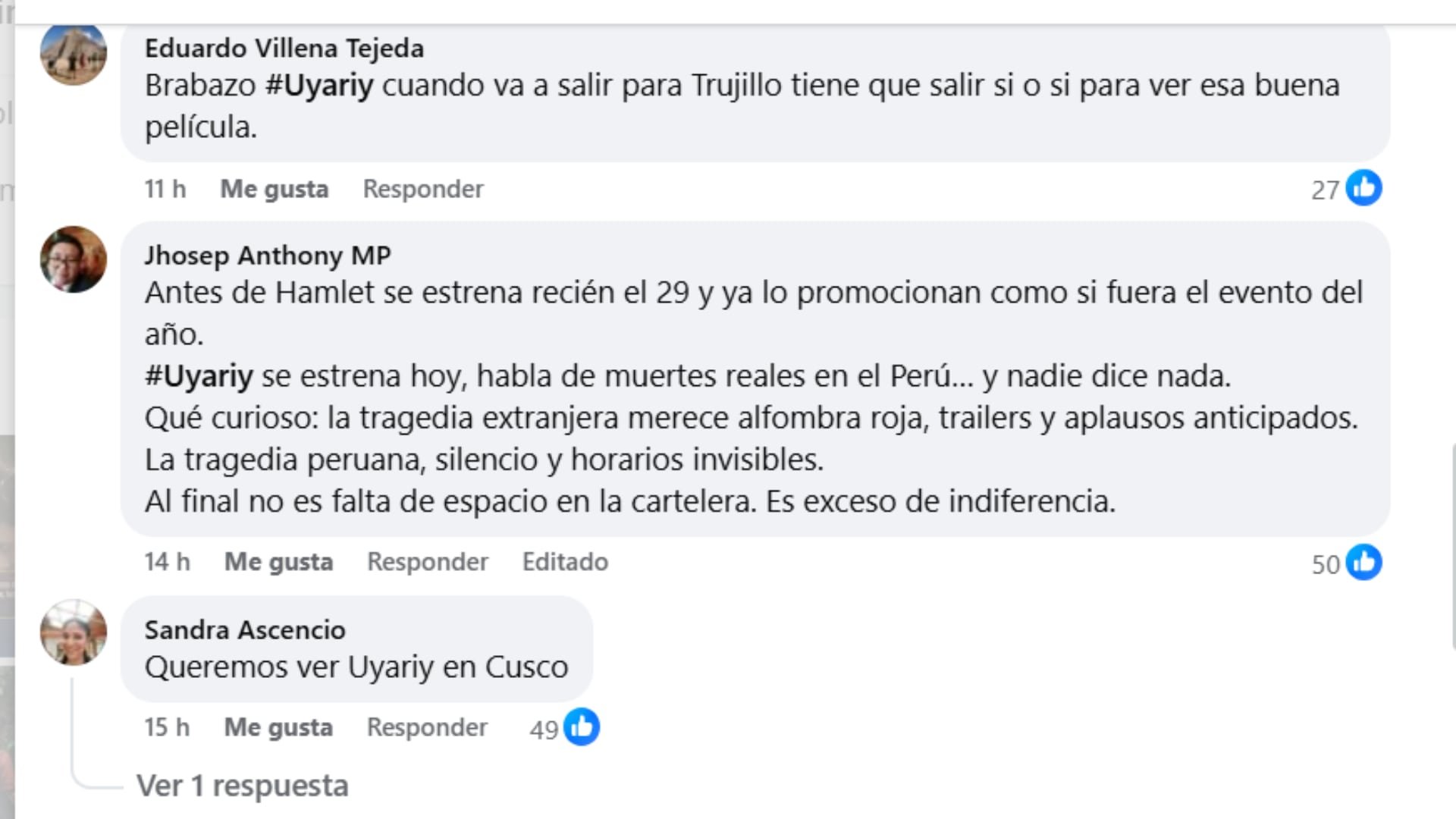 Cineplanet enfrenta críticas por limitar funciones del documental Uyari