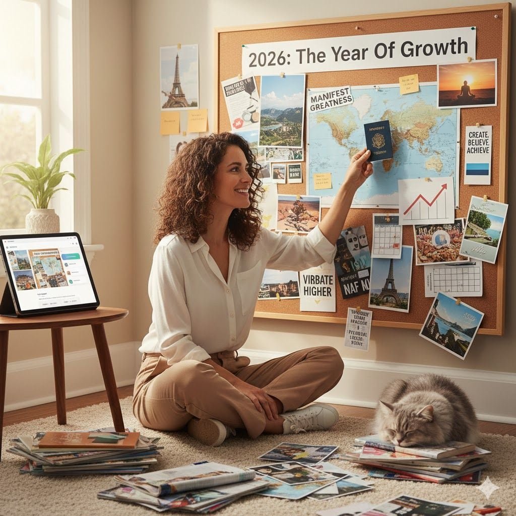 Para que un Vision Board funcione, debe estar en un lugar de alta visibilidad. Ya sea en la pared frente a tu escritorio o en tu mesa de noche, la exposición diaria a estas imágenes reprograma el enfoque hacia las oportunidades que nos acercan al éxito.| Composición Gemini - Google