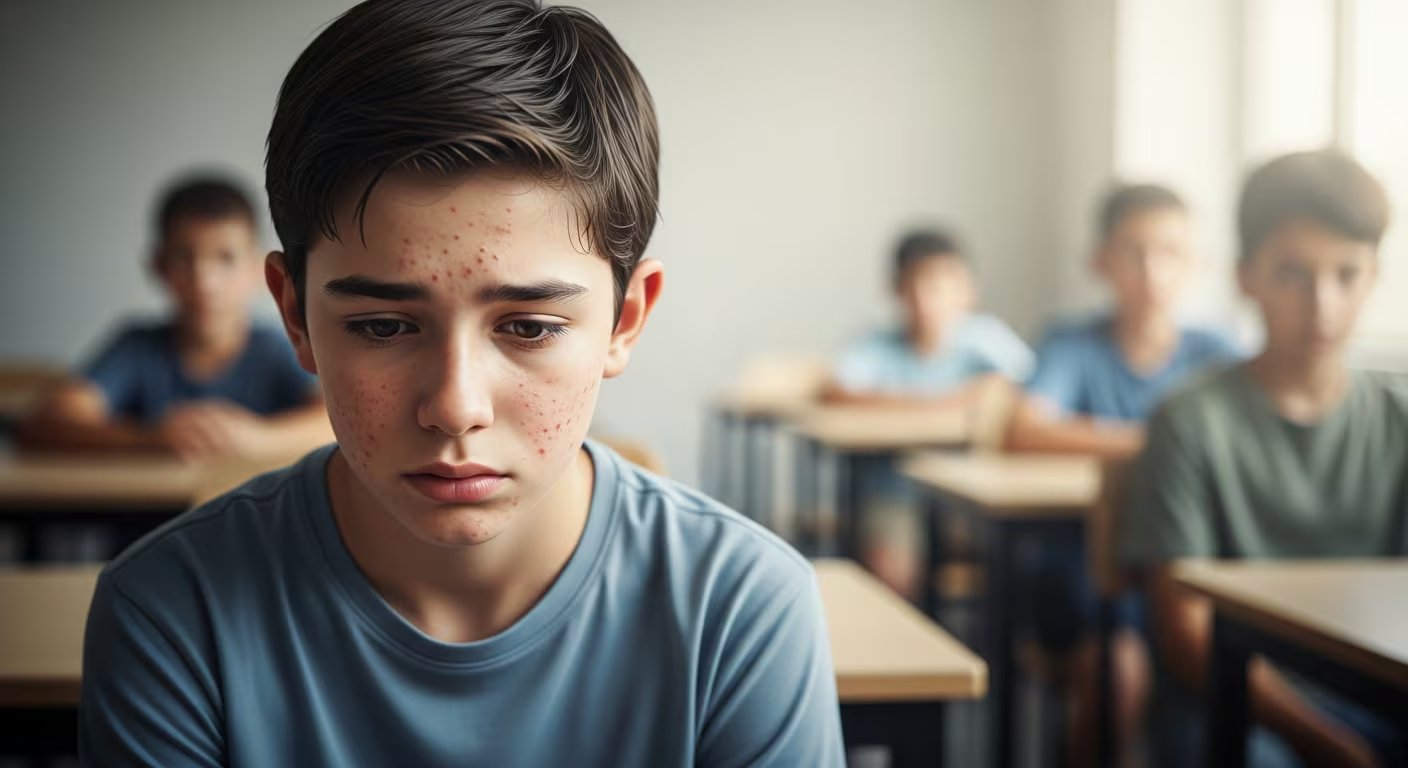 La presión social y la ansiedad contribuyen significativamente a la percepción negativa del acné durante la infancia y la adolescencia (Imagen Ilustrativa Infobae)