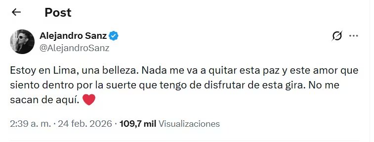 Alejandro Sanz y su mensaje que escribió en sue stadia en Lima y estaría relacionado a Stephanie Cayo. X