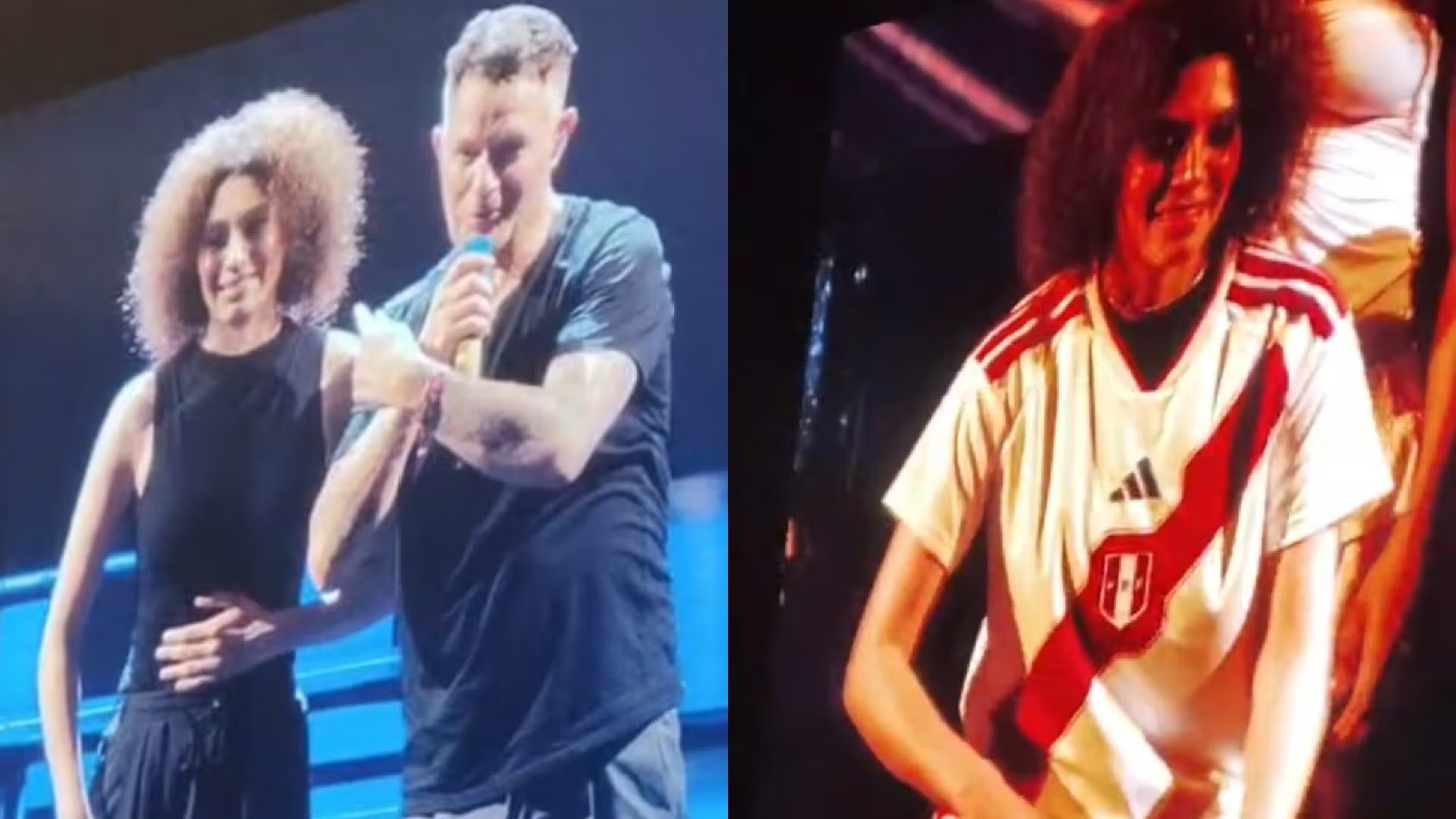 Alejandro Sanz le permitió lucirse a Gisella Giurfa tocando el cajón peruano.