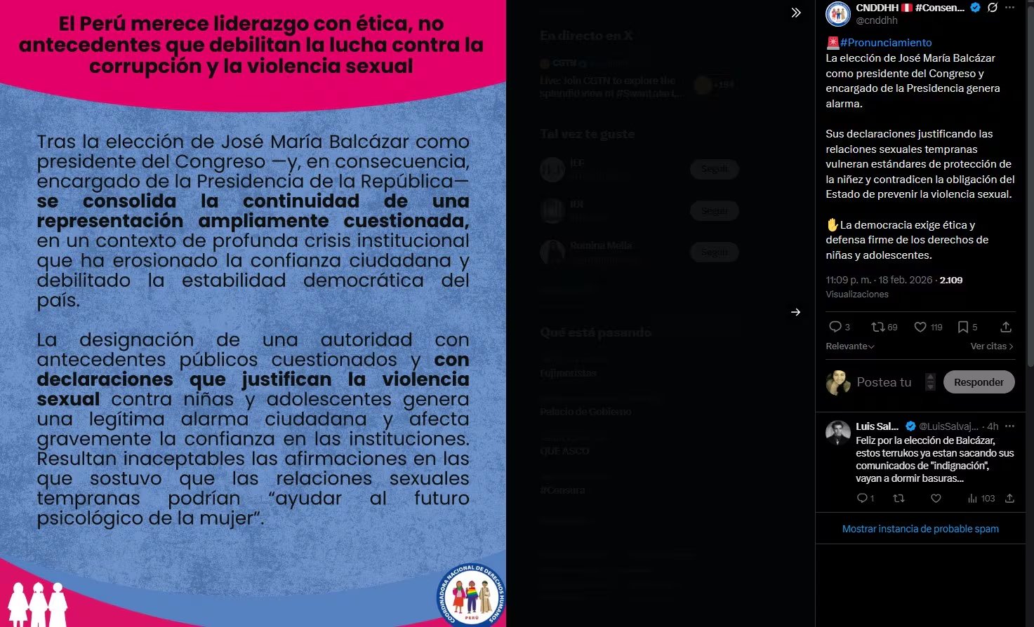 CNDDHH: “Quien dirige el Estado debe garantizar derechos, no vulnerarlos”. X/ @cnddhh.