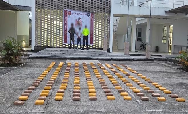 La Policía Nacional captura a alias Andrés y decomisa 269,55 kilogramos de pasta base de coca en Valle del Guamuez, Putumayo - crédito Policía Nacional
