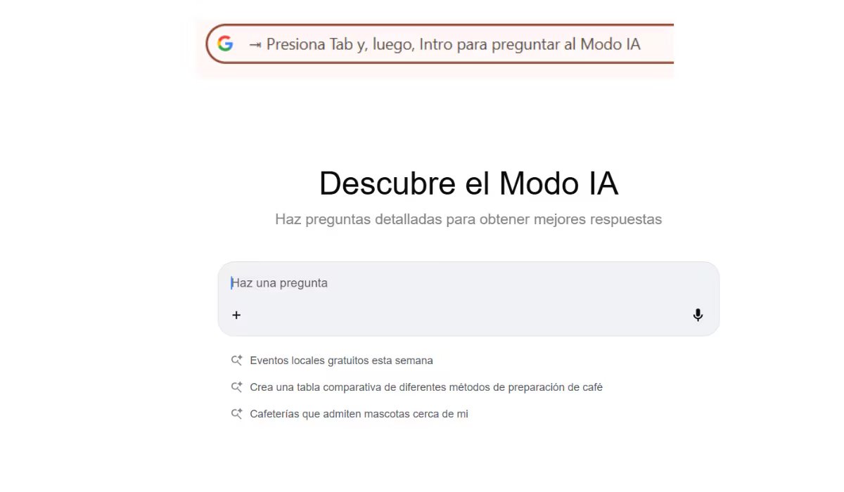 El Modo IA está diseñado para profundizar en los temas propuestos. 

(Google)