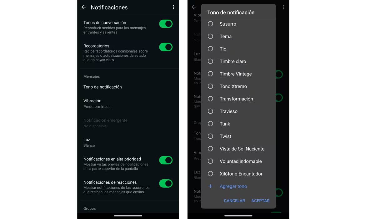 Estos son los pasos para incorporar ritmos de samba y melodías típicas como alertas en la aplicación. (Foto: WhatsApp)