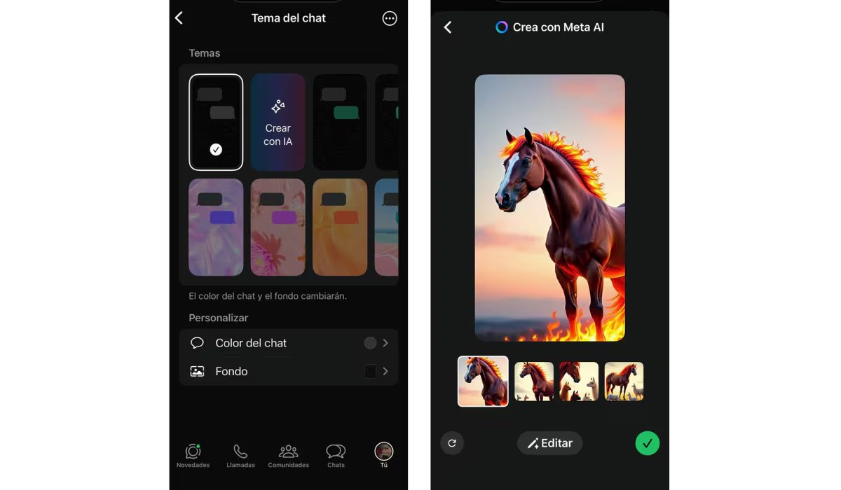 Los usuarios deben ingresar un prompt corto para que Meta AI genere la imagen. (WhatsApp)