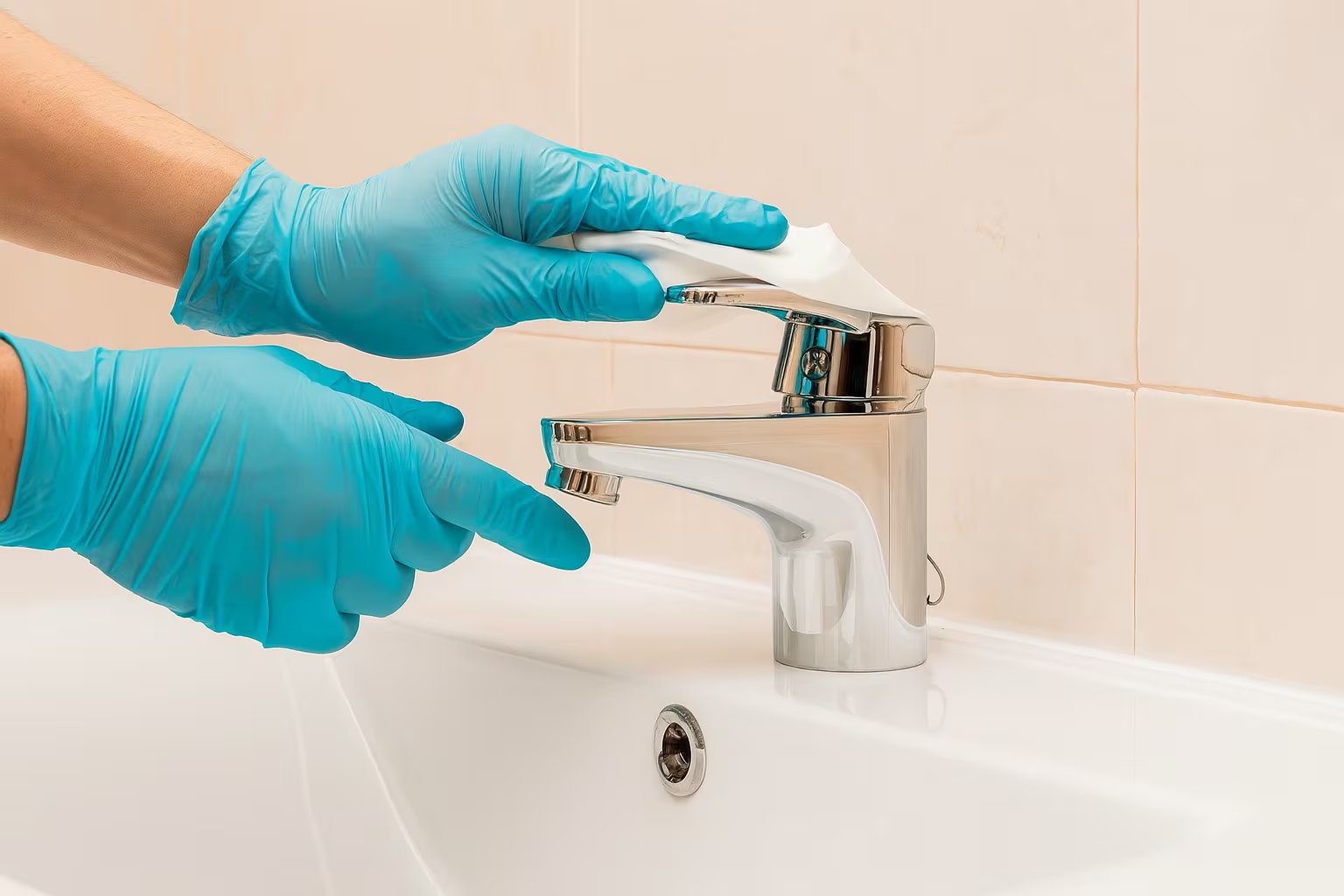 La higiene del baño incluye limpieza profunda de lavamanos, encimeras, paredes y techos para combatir microorganismos resistentes (Imagen Ilustratriva de Infobae)