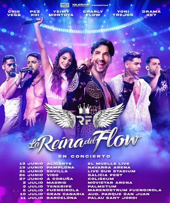 El fenómeno de La Reina del Flow conquista nuevamente Madrid: el grupo llenará el Movistar Arena con sus éxitos más sonados - crédito @iglesiasentertainment/IG