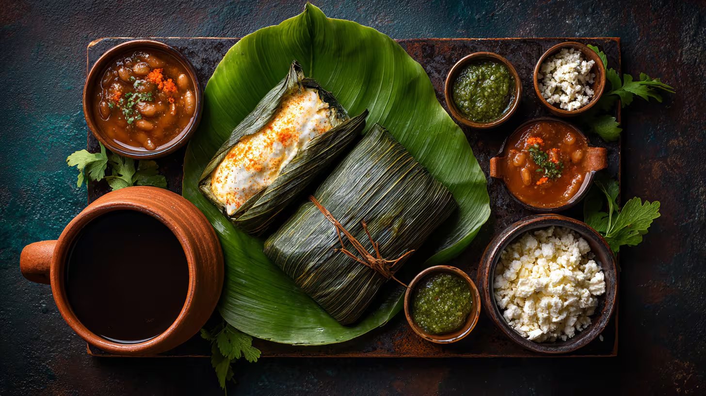 Tamal de frijol acompañado con café de olla caliente, una combinación clásica del desayuno tradicional mexicano llena de sabor. - (Imagen Ilustrativa Infobae)