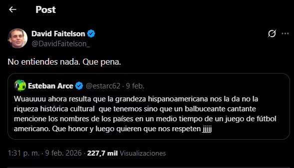 David Faitelson criticó la postura de Esteban Arce. (Captura de pantalla / X)
