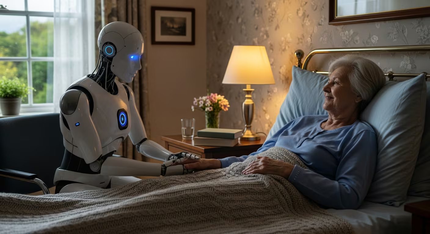 Un robot cuidando a una anciana. 
(Imagen ilustrativa Infobae)