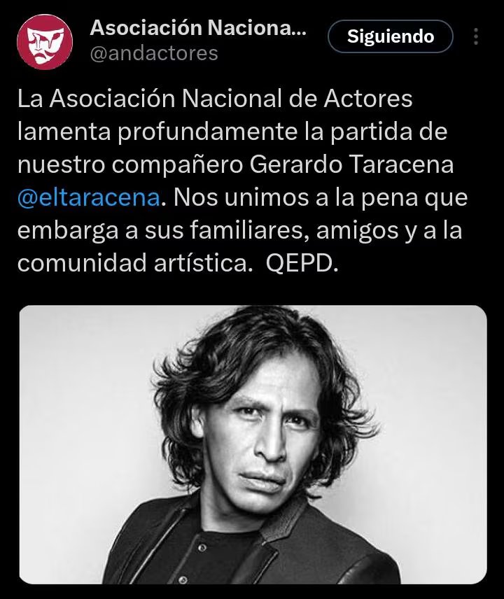 La ANDA lamentó el fallecimiento del actor y reconoció su trayectoria. Foto: (Captura de pantalla)