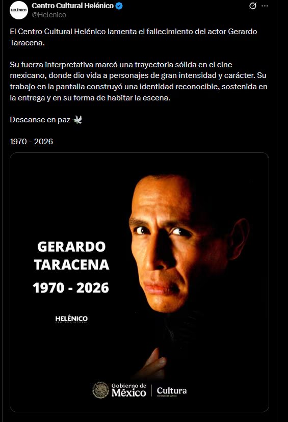 Gerardo Taracena, actor mexicano, falleció a los 55 años. (Captura de pantalla)