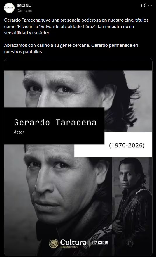 La industria cinematográfica mexicana perdió a uno de sus actores más reconocidos en el ámbito nacional e internacional. Gerardo Taracena, intérprete de “Narcos: México”, “Apocalypto” y más de 50 películas, murió el 31 de enero de 2026 en la Ciudad de México a los 55 años. (Captura de pantalla)