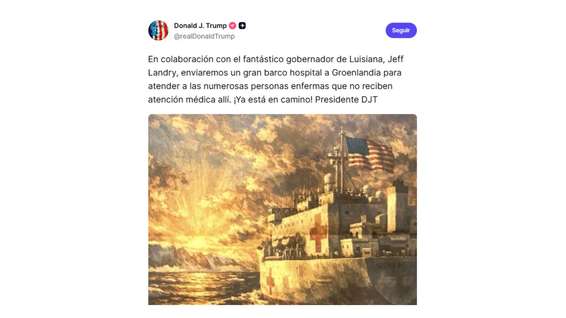 El anuncio de Donald Trump en Truth Social (@realDonaldTrump)