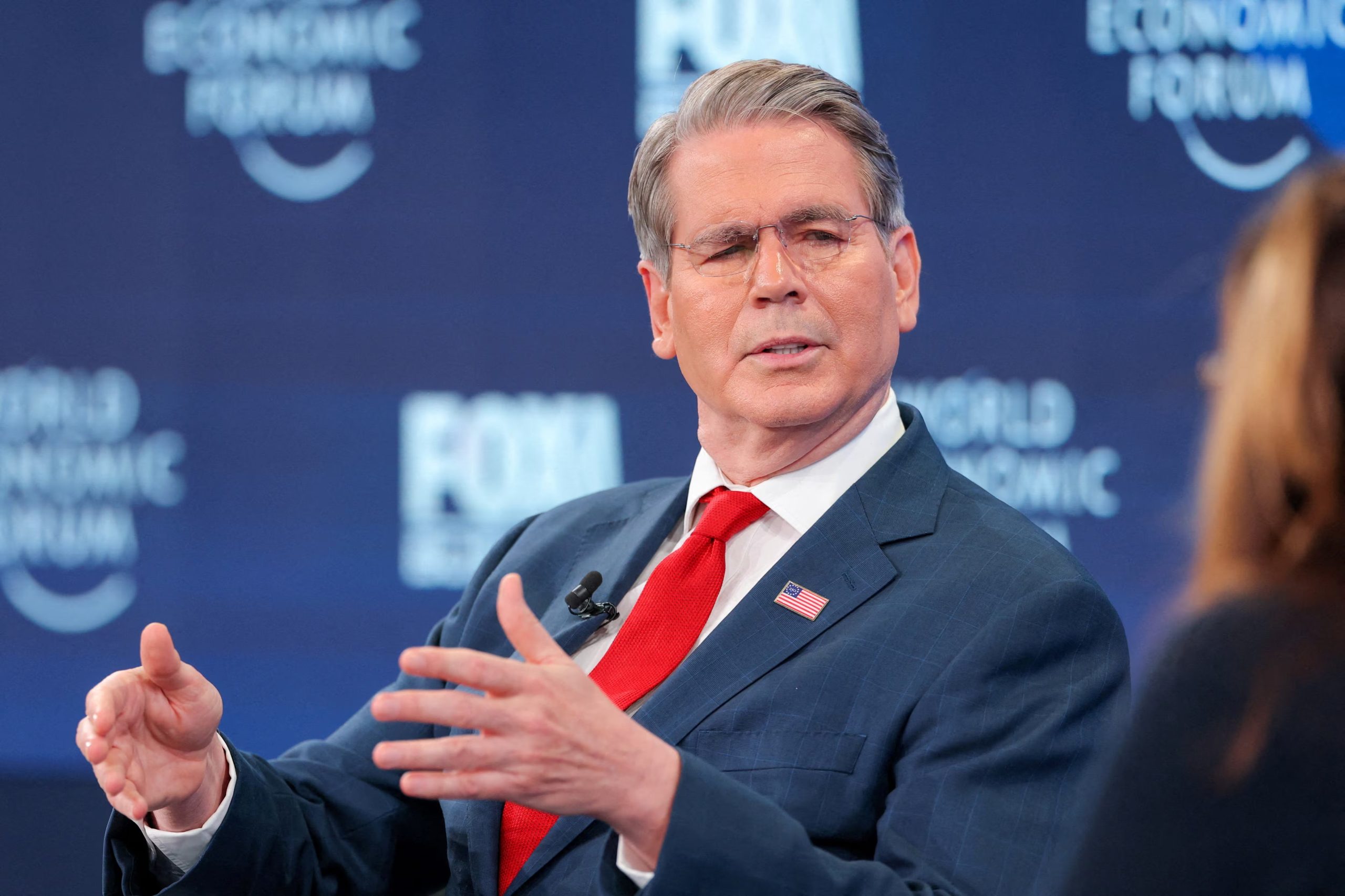 El secretario del Tesoro de Estados Unidos, Scott Bessent, asiste a la 56ª reunión anual del Foro Económico Mundial (FEM) en Davos, Suiza, el 20 de enero de 2026 (REUTERS/Denis Balibouse)