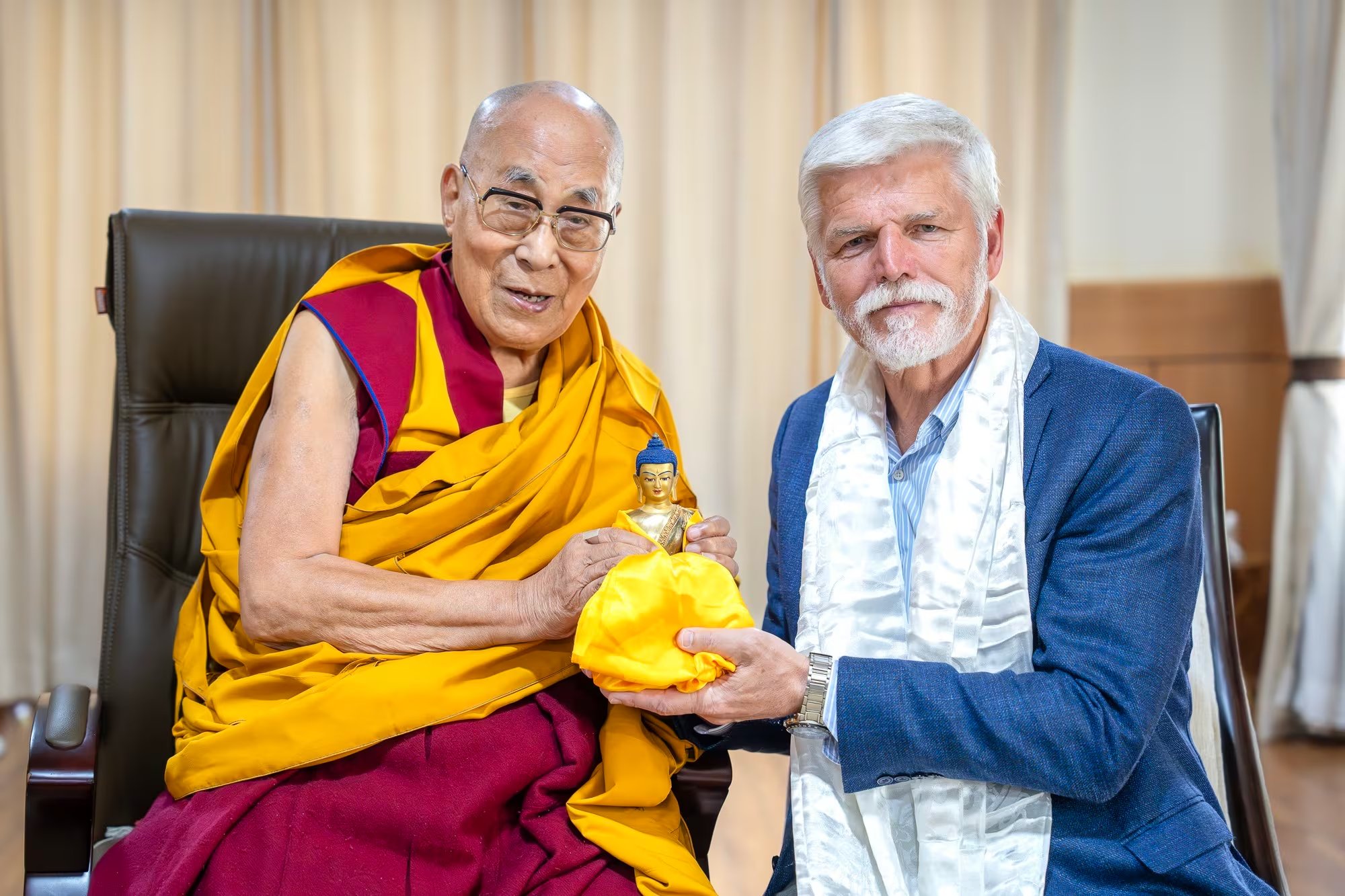 El presidente de República Checa, Petr Pavel, y el Dalai Lama en India
