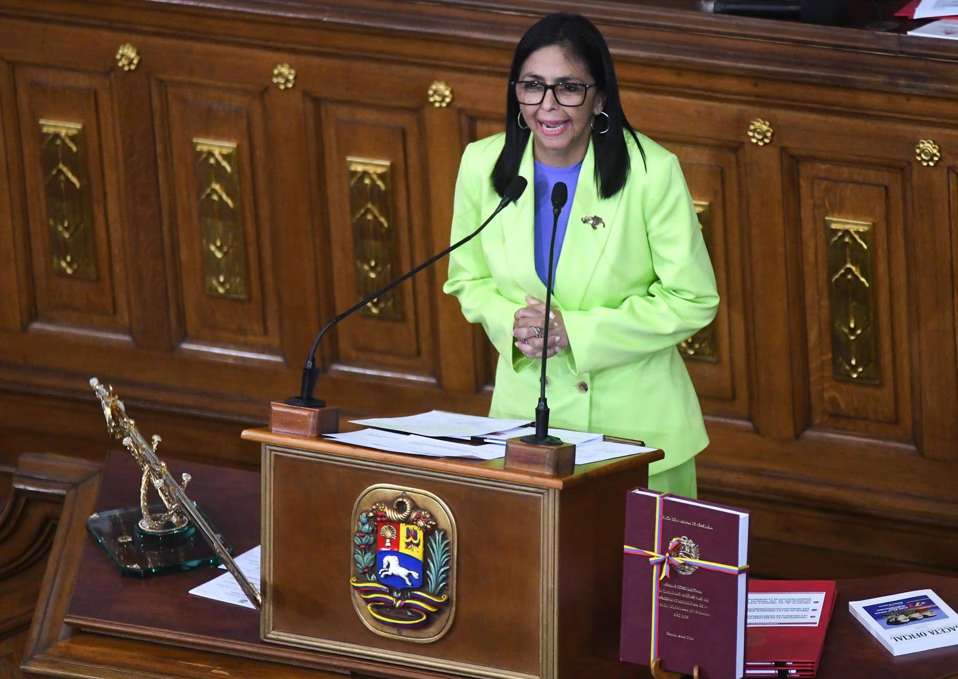 Delcy Rodríguez firmó la Ley de Amnistía como presidenta interina de Venezuela (Europa Press)