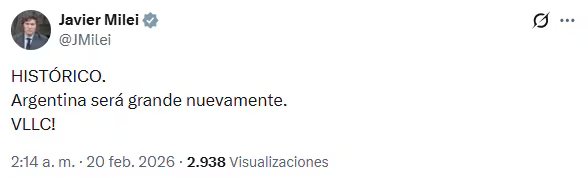 La reacción de Javier Milei a la media sanción de la reforma laboral en Diputados
