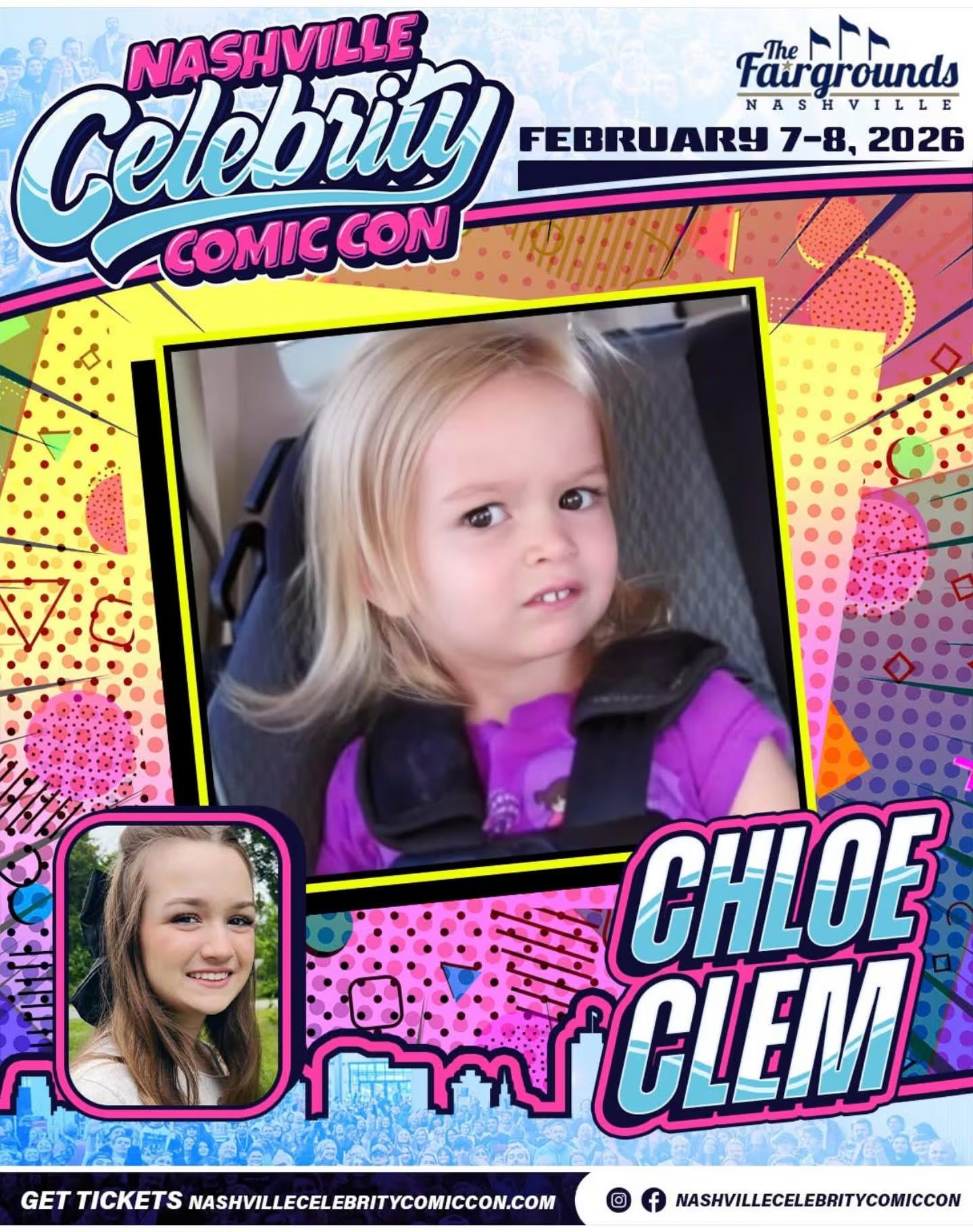 Chloe Clem aprovecha su fama para firmar autógrafos y hacer fotos en eventos