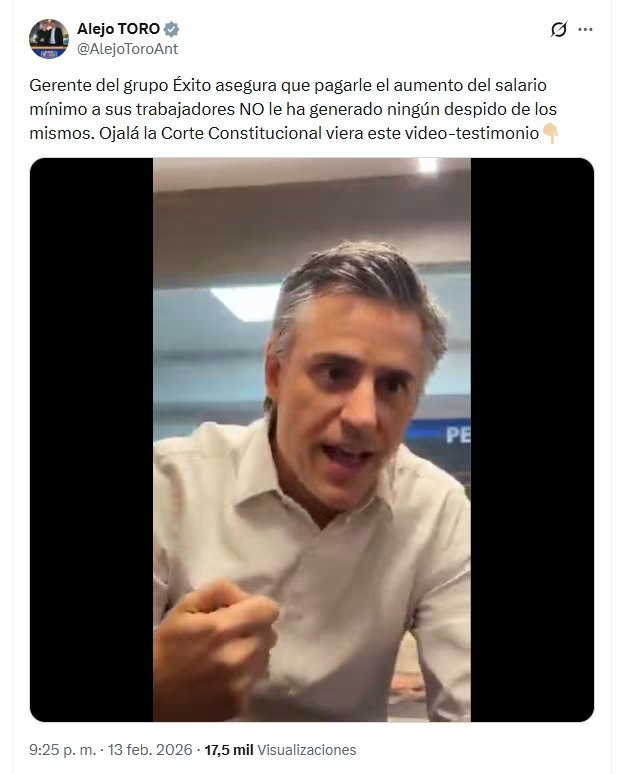 El representante a la Cámara por el departamento de Antioquia, Alejandro Toro, compartió el video que replicó el presidente Petro, y le dejó una sugerencia a la Corte Constitucional - crédito @AlejoToroAnt/X