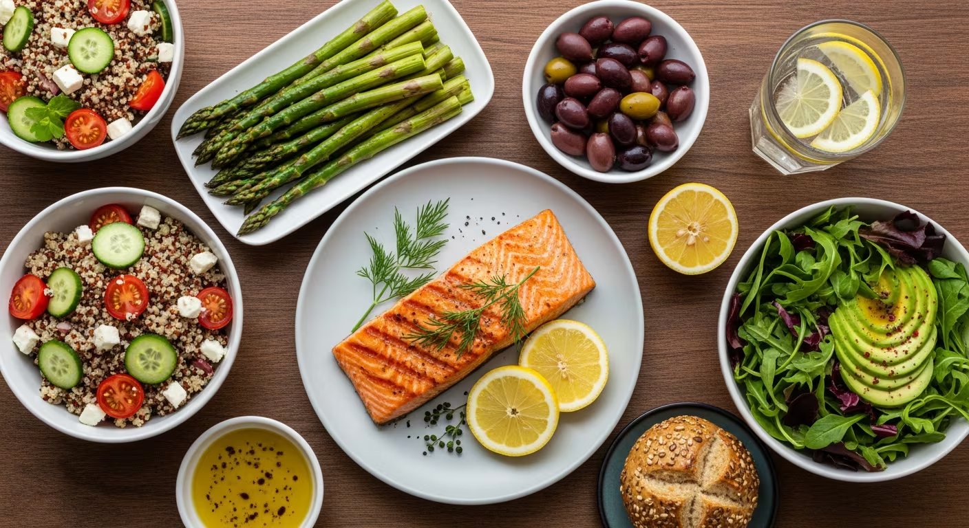 Una alimentación mediterránea implica reducir la ingesta de carnes rojas y productos lácteos y favorecer frutas, verduras frescas y pescado (Imagen Ilustrativa Infobae)