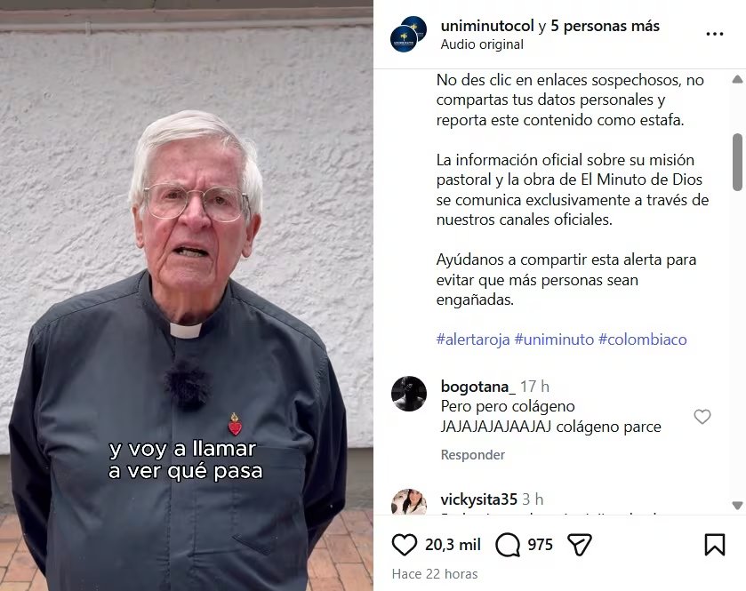 El video se conoció el lunes 23 de febrero de 2026 - crédito @uniminutocol/IG