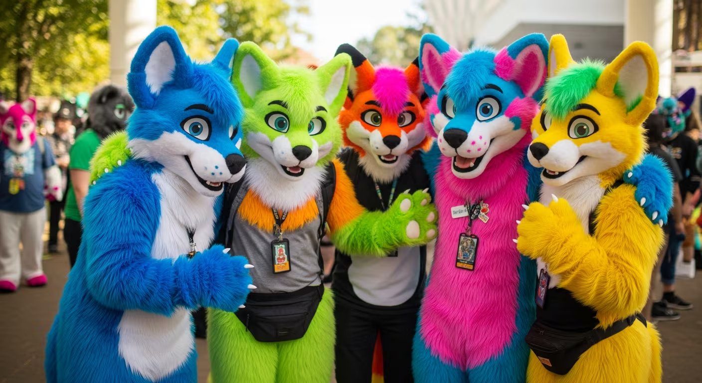 Integrantes de la comunidad furry utilizan trajes completos de animales antropomórficos para explorar la creatividad y la socialización dentro de un fandom artístico y lúdico. (Imagen Ilustrativa Infobae)