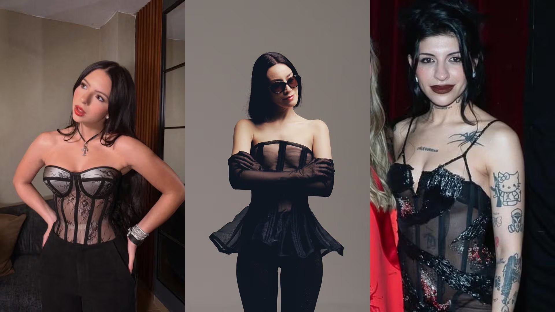 Looks de Ángela Aguilar, Esmeralda Camacho y Cazzu. (Fotografías tomadas de Instagram)