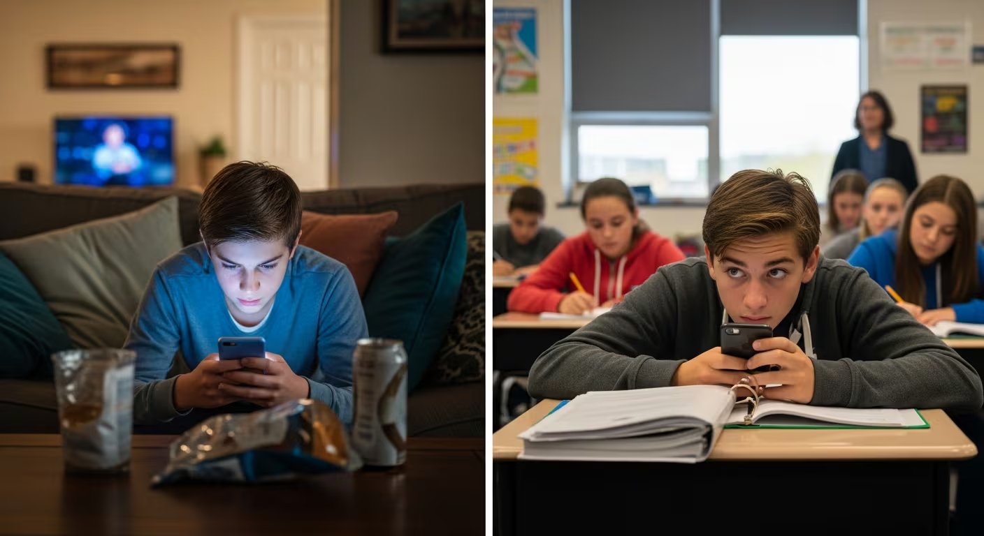 Investigaciones muestran que hasta dos tercios del tiempo frente a pantallas en el aula se destinan a actividades no educativas. (Imagen Ilustrativa Infobae)