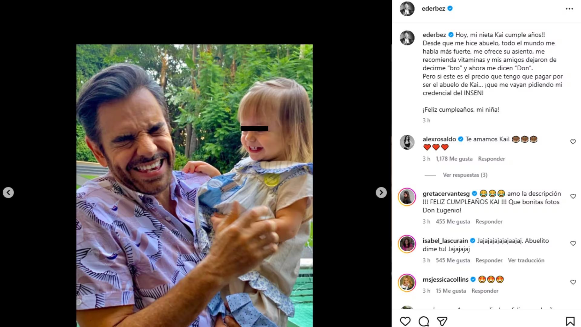 Las redes sociales se llenaron de mensajes y felicitaciones para Kai, demostrando el cariño del público hacia la hija de Aislinn Derbez.
(Captura de pantalla)