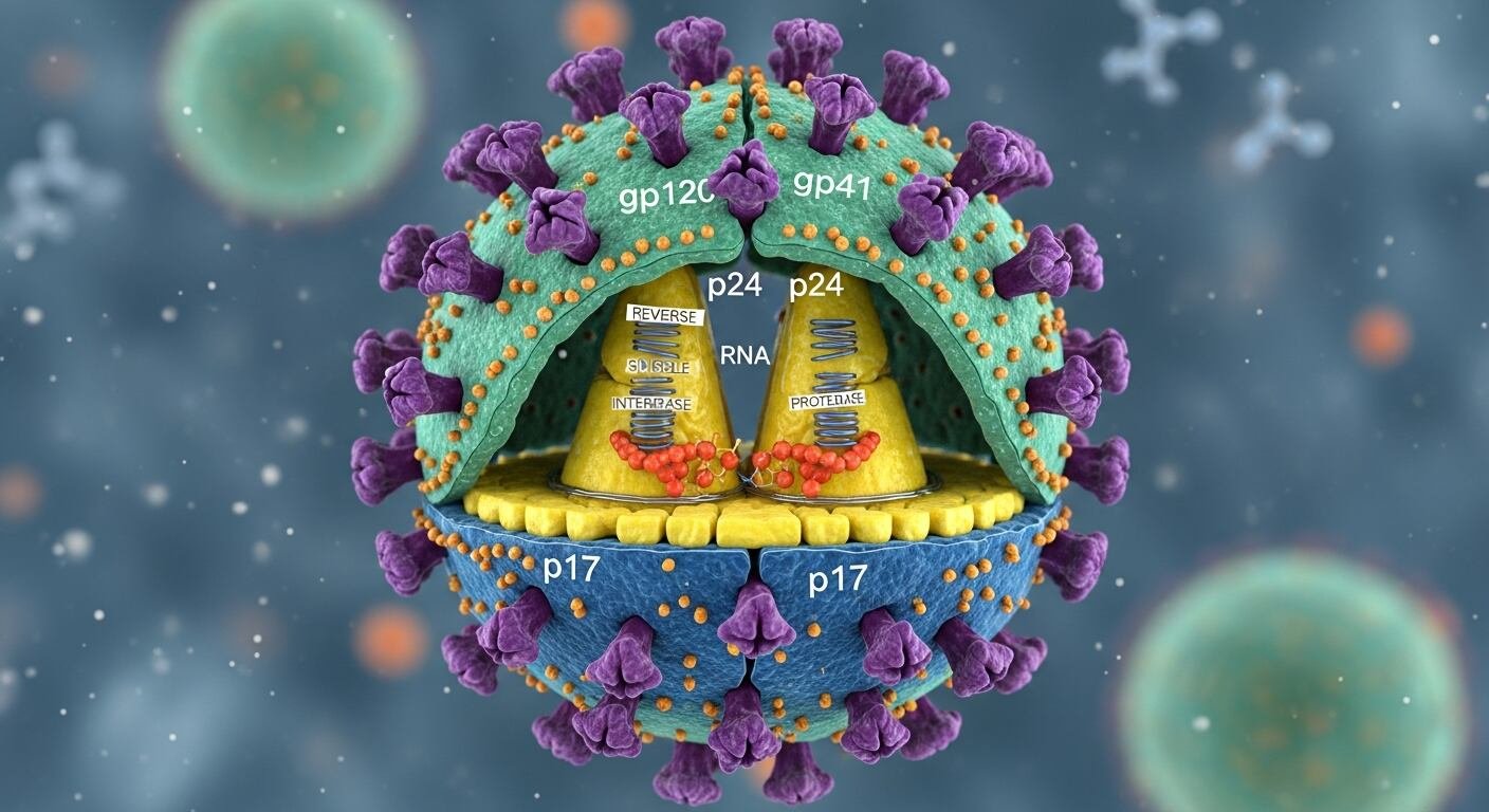 Una ilustración científica tridimensional revela la estructura molecular del virus de la inmunodeficiencia humana (VIH). (Imagen Ilustrativa Infobae)