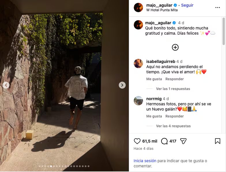 La cantante se habría ido de viaje junto con el misterioso hombre. (Captura de pantalla @majo_aguilar)