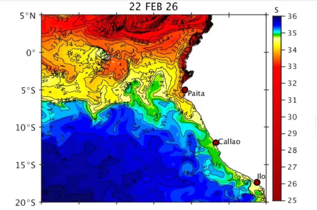 Las condiciones oceánicas aún no cumplen de forma sostenida el umbral técnico para evento cálido, pero la llegada de ondas Kelvin cálidas entre marzo y mayo podría intensificar el calentamiento y acelerar el desarrollo del episodio - Créditos: Enfen.