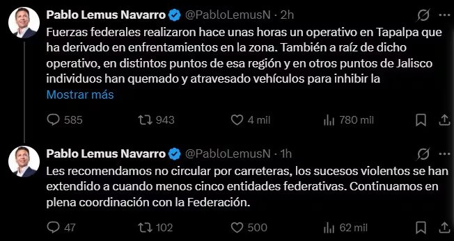 Comunicado del gobernador Constitucional del estado de Jalisco