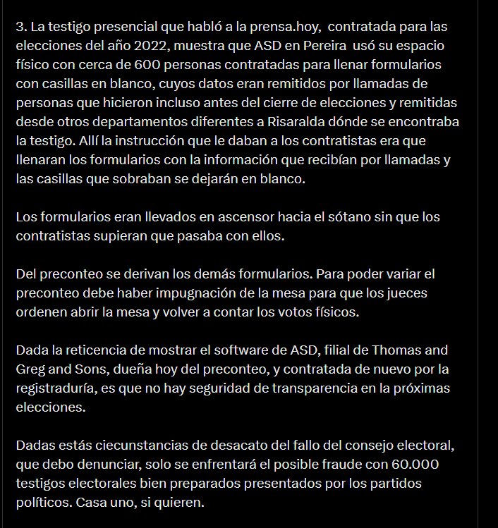 Gustavo Petro aseguró que deben existir al menos 60.000 testigos electorales para evitar un fraude electoral en Colombia - crédito @petrogustavo/X