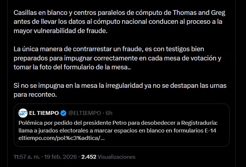 El presidente insinuó que Thomas Greg podría estar buscando que se le regrese el contrato de los pasaportes - crédito X