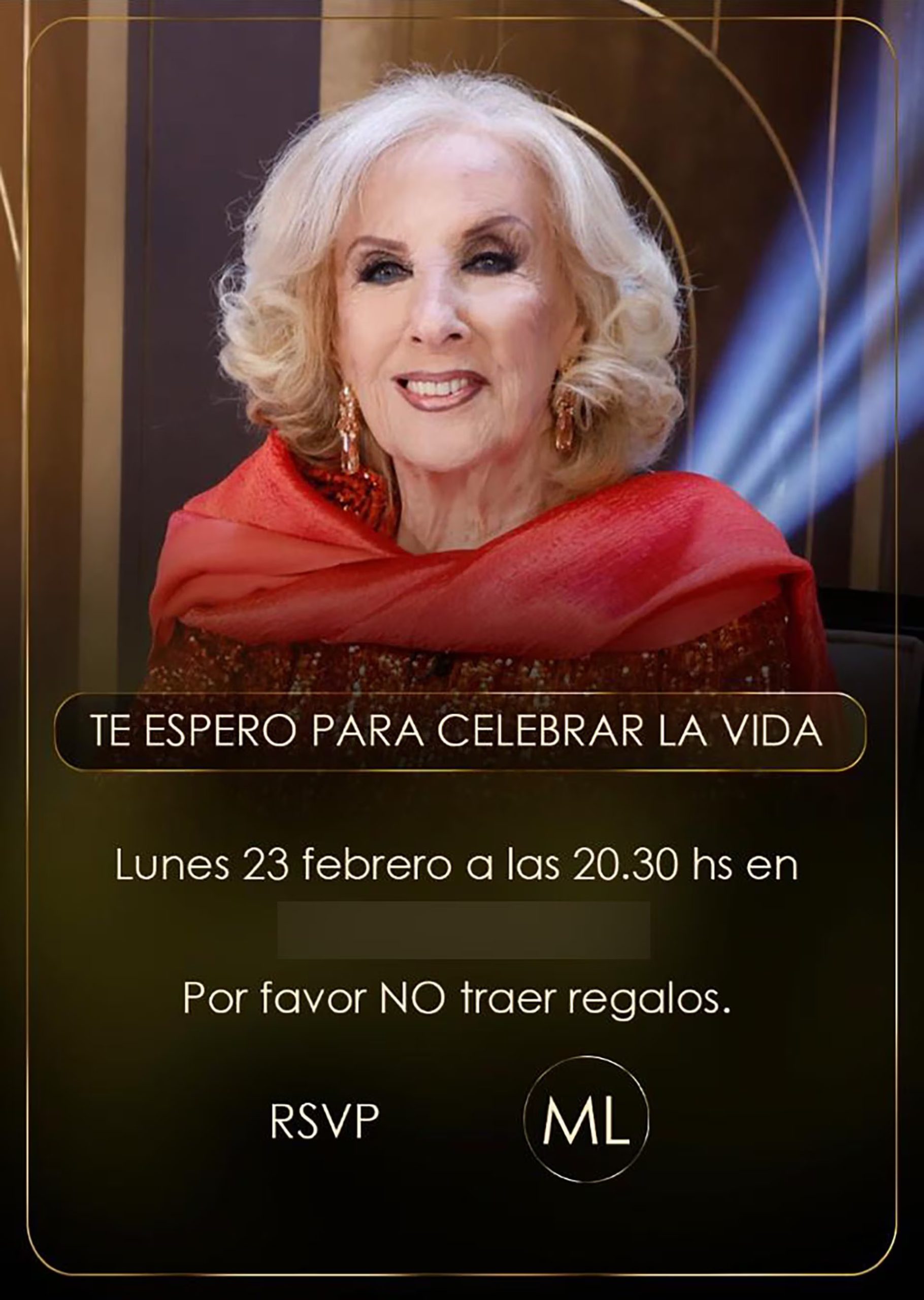 La invitación al cumpleaños 99 de Mirtha Legrand