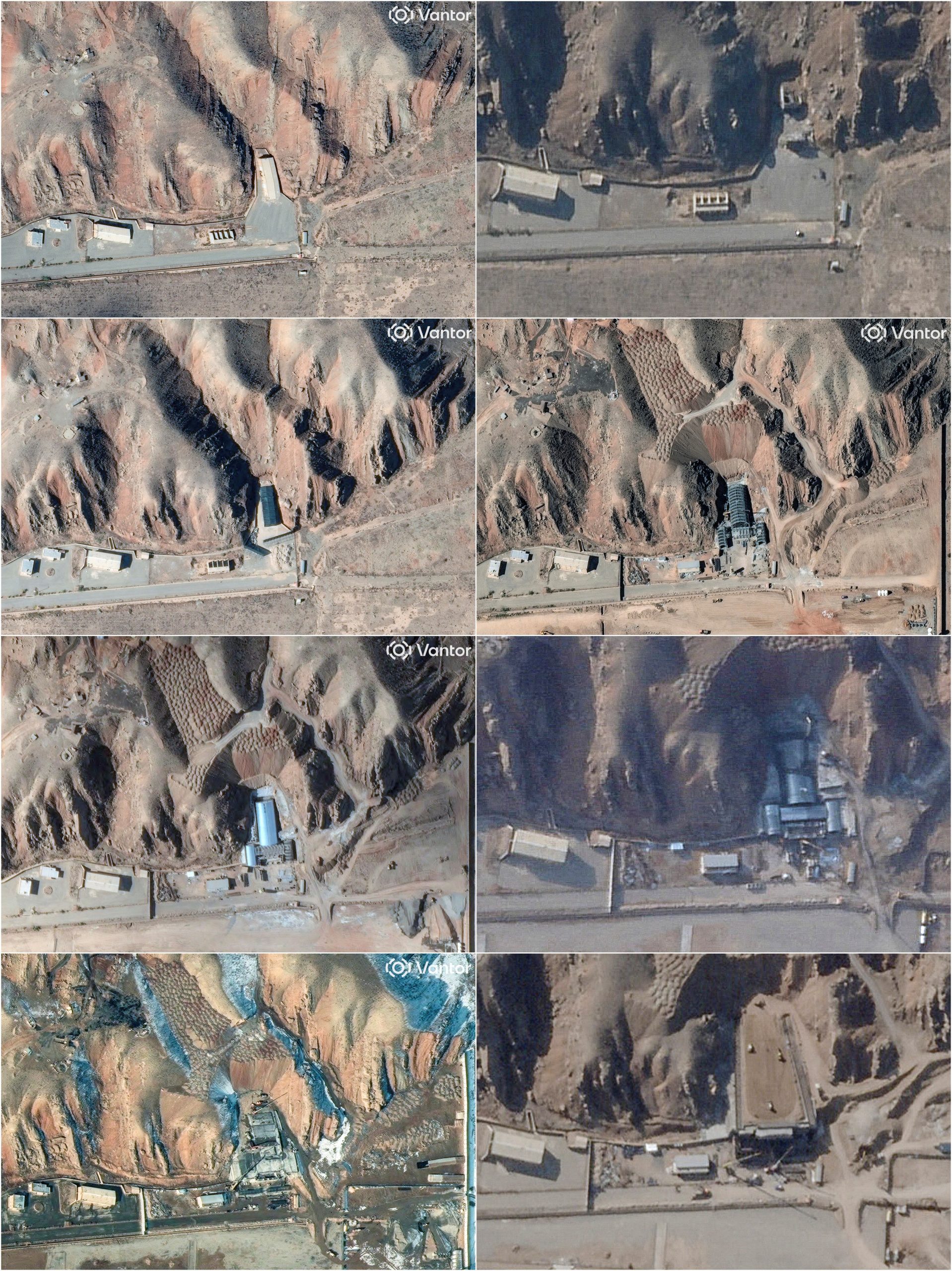 Reconstrucción y fortificación en Parchin: la secuencia de fotografías revela los daños tras los bombardeos de 2024, la instalación de nuevas estructuras y la eventual cobertura con hormigón del sitio (REUTERS)